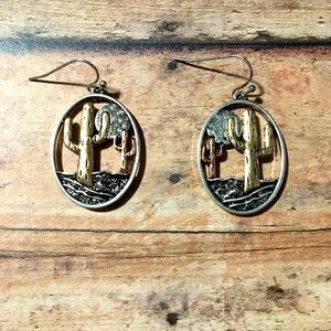 Western Boho Style Cactus Dangle Earrings